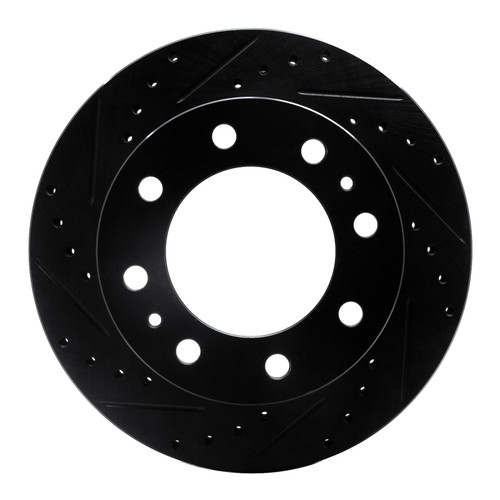 R1 08-20 Ford E-450 Super Duty Rear Left Drilled & Slotted Black Brake Rotor
