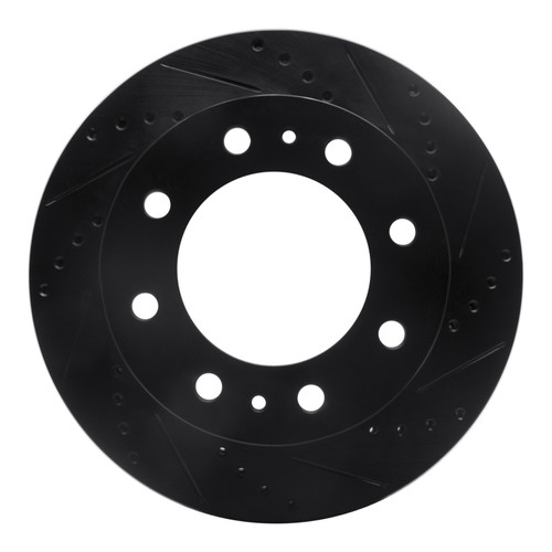 R1 08-20 Ford E-Super Duty Rear Right Drilled & Slotted Black Brake Rotor