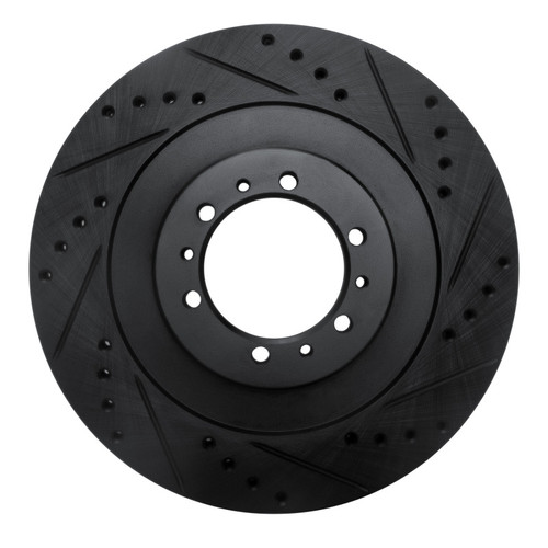 R1 98-04 Mitsubishi Montero Front Right Drilled & Slotted Black Brake Rotor