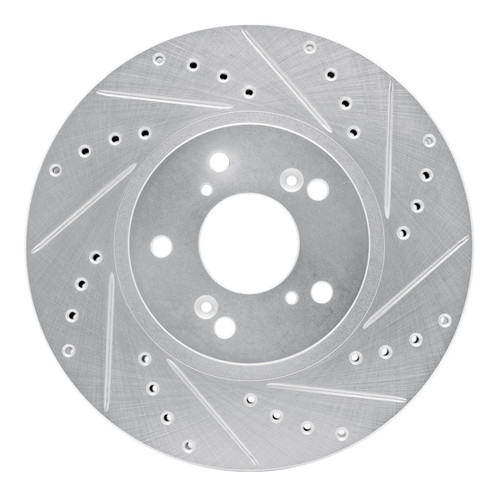 R1 99-14 Acura TSX Front Right Drilled & Slotted Silver Brake Rotor