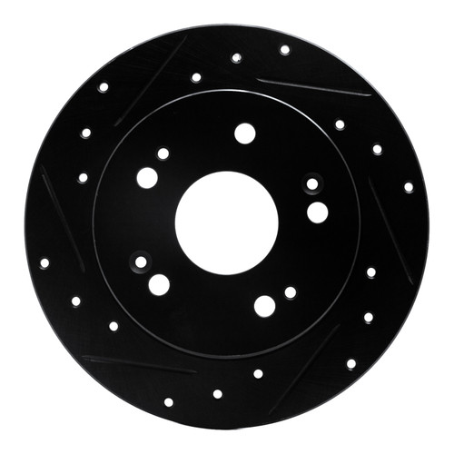 R1 97-15 Acura ILX Rear Left Drilled & Slotted Black Brake Rotor