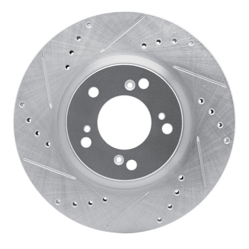 R1 00-09 Honda S2000 Front Left Drilled & Slotted Silver Brake Rotor