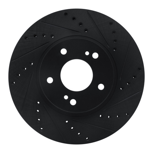 R1 97-01 Infiniti Q45 Front Right Drilled & Slotted Black Brake Rotor
