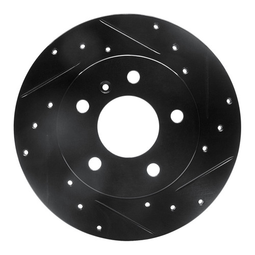 R1 04-16 Buick Allure Rear Right Drilled & Slotted Black Brake Rotor