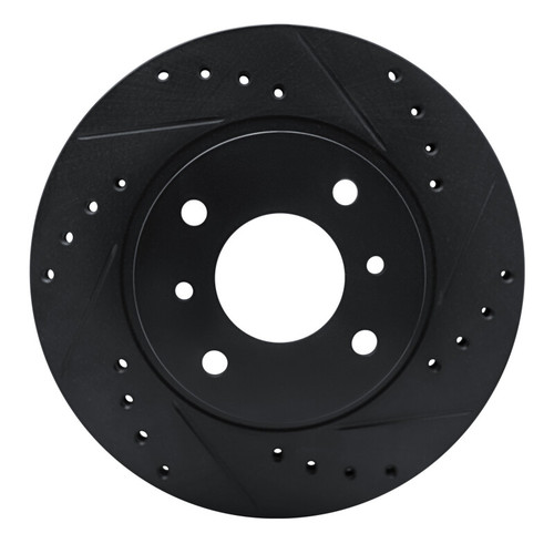 R1 90-92 Infiniti M30 Front Right Drilled & Slotted Black Brake Rotor