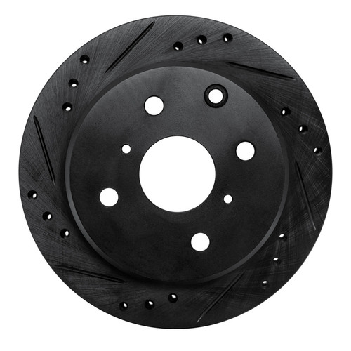 R1 82-85 Toyota Celica Rear Right Drilled & Slotted Black Brake Rotor