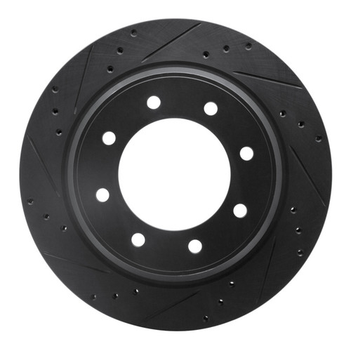 R1 12-21 Nissan NV1500 Rear Left Drilled & Slotted Black Brake Rotor