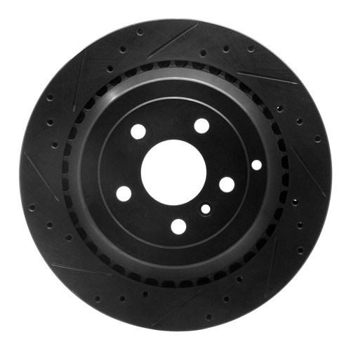 R1 06-12 Mercedes-Benz ML350 Rear Left Drilled & Slotted Black Brake Rotor
