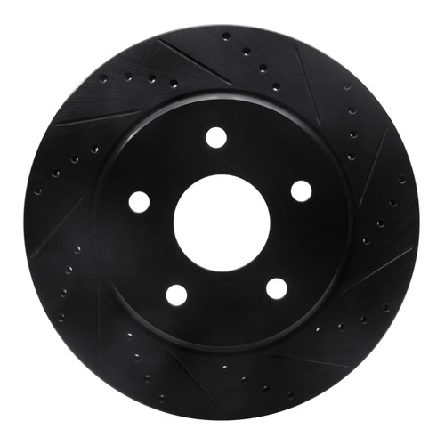 R1 08-12 Jeep J8 Front Right Drilled & Slotted Black Brake Rotor