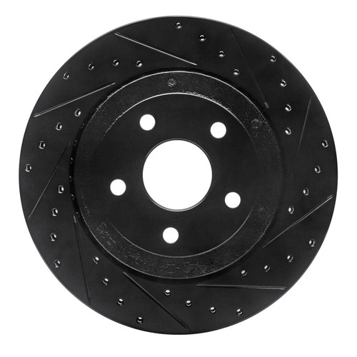 R1 06-10 Jeep Grand Cherokee Rear Right Drilled & Slotted Black Brake Rotor