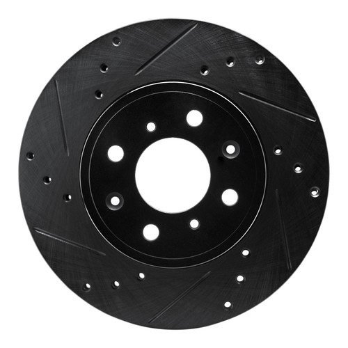 R1 15-20 Honda Fit (USA/Canada) Front Left Drilled & Slotted Black Brake Rotor