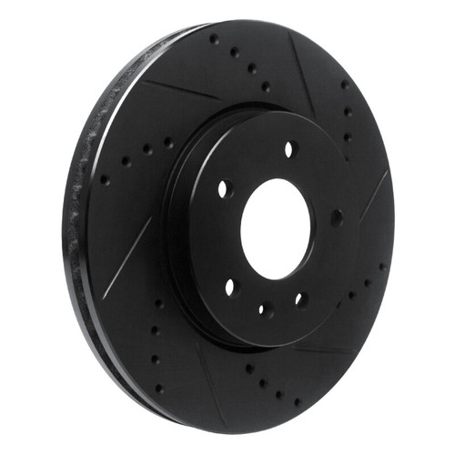 R1 07-15 Chevrolet Equinox Front Right Drilled & Slotted Black Brake Rotor