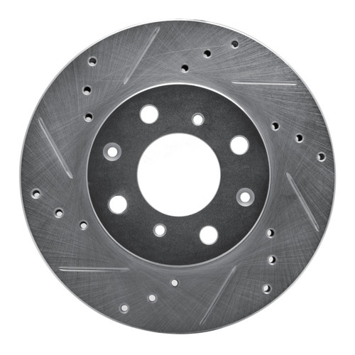 R1 90-00 Honda Civic DEL SOL Front Left Drilled & Slotted Silver Brake Rotor