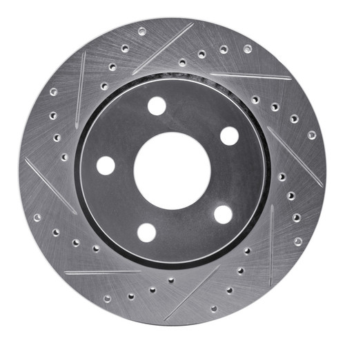 R1 07-18 Jeep Wrangler Front Left Drilled & Slotted Silver Brake Rotor