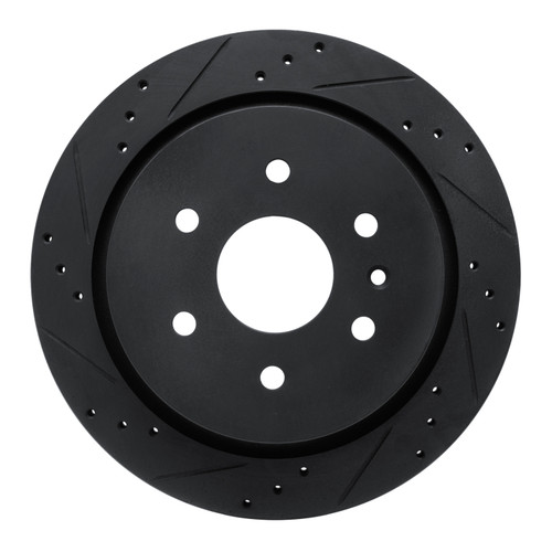 R1 13-19 Cadillac XTS Rear Left Drilled & Slotted Black Brake Rotor