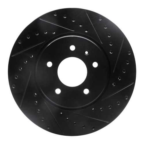 R1 09-11 Cadillac STS Front Right Drilled & Slotted Black Brake Rotor