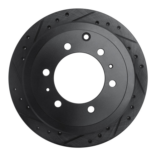 R1 1993-1997 Lexus LX450 Rear Left Drilled & Slotted Black Brake Rotor