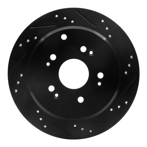 R1 2005-2018 Acura RDX Rear Right Drilled & Slotted Black Brake Rotor