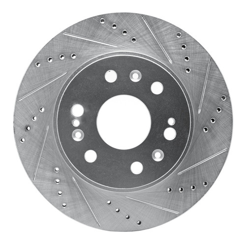 R1 05-19 Chevrolet Silverado 1500 Front Right Drilled & Slotted Silver Brake Rotor