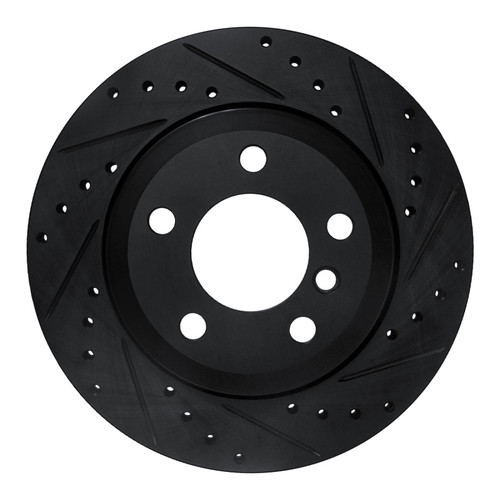 R1 07-19 BMW X5 Rear Right Drilled & Slotted Black Brake Rotor