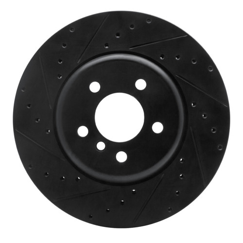 R1 11-19 BMW 640I Gran Coupe Front Left Drilled & Slotted Black Brake Rotor