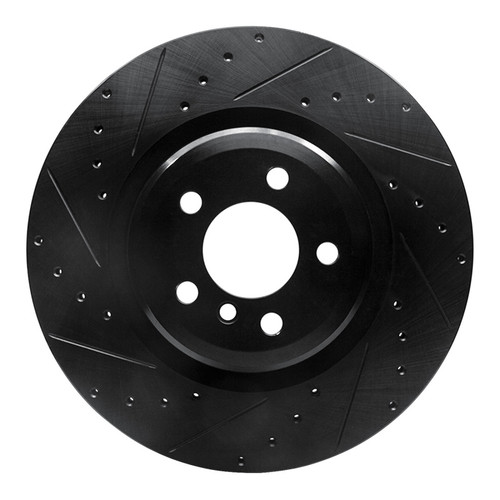 R1 09-19 BMW 750LI Rear Left Drilled & Slotted Black Brake Rotor