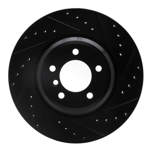 R1 07-15 BMW 335I Front Right Drilled & Slotted Black Brake Rotor