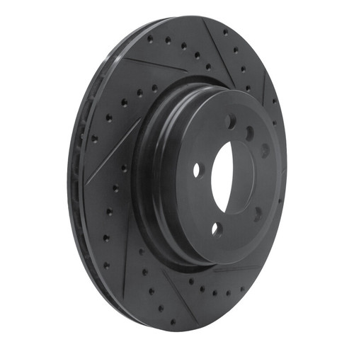 R1 05-08 BMW 760I Rear Right Drilled & Slotted Black Brake Rotor