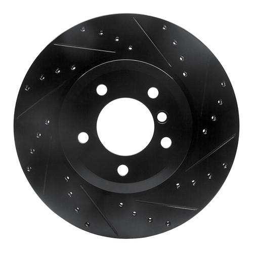 R1 01-08 BMW 330I Front Right Drilled & Slotted Black Brake Rotor