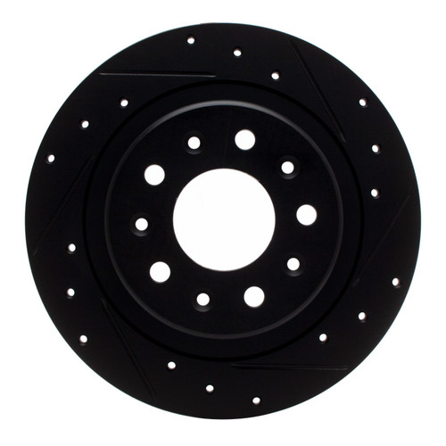 R1 2016-2025 Buick LaCrosse Rear Right Drilled & Slotted Black Brake Rotor