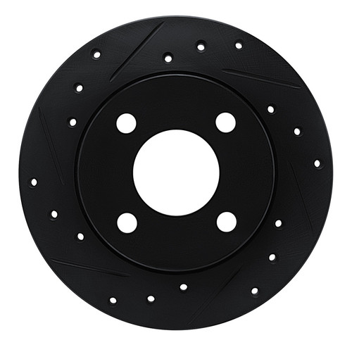 R1 78-90 Dodge Omni Front Left Drilled & Slotted Black Brake Rotor