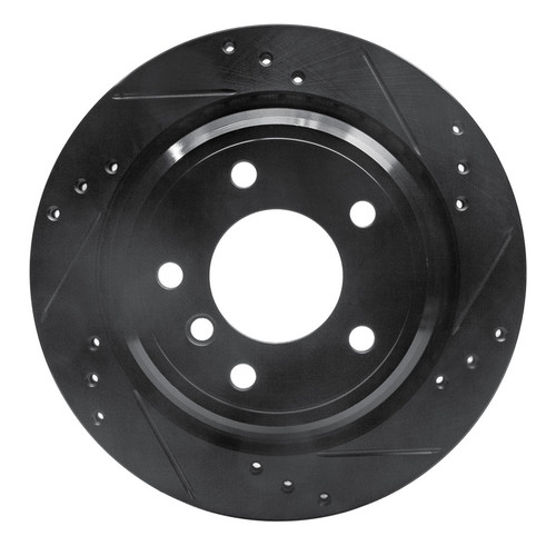 R1 96-03 BMW 540I Rear Right Drilled & Slotted Black Brake Rotor