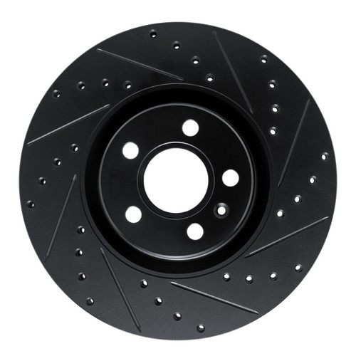 R1 17-25 Volvo V90 Front Right Drilled & Slotted Black Brake Rotor