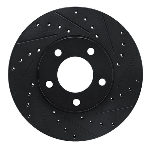 R1 91-96 Chrysler Town & Country Front Right Drilled & Slotted Black Brake Rotor