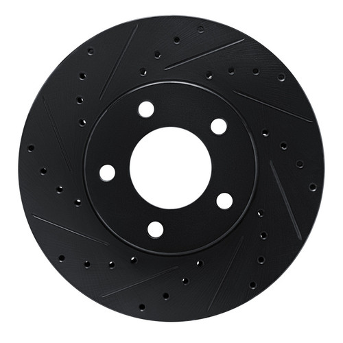 R1 87-90 Chrysler Town & Country Front Left Drilled & Slotted Black Brake Rotor