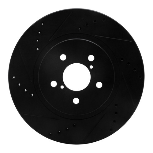 R1 17-23 Subaru Crosstrek Front Left Drilled & Slotted Black Brake Rotor