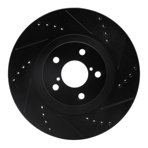 R1 04-25 Scion FR-S Front Right Drilled & Slotted Black Brake Rotor