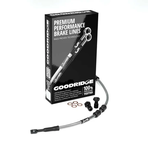Goodridge 2008 HD FLHR/FLHRC (w/ABS) +10in Clear Brake Line Kit w/Black Fittings