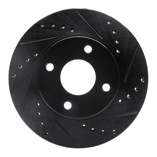 R1 1995-2004 Ford CONTOUR Front Right Drilled & Slotted Black Brake Rotor