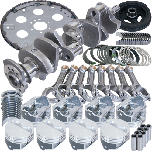 Eagle Chevy 350 1Pc 3.480in Crank 5.700in I-Beam Rods 4.030in Pistons 168 Tooth FP Balanced Assembly
