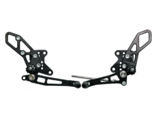 Vortex Racing 08-13 Kawasaki EX250 Ninja,13-17 EX300 Ninja Adjustable Rearsets- Black