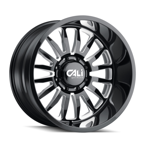 Cali Off-Road 9110 Summit 24x14 / 8x180 BP / -76mm Offset / 124.1mm Hub Gloss Black Milled Wheel