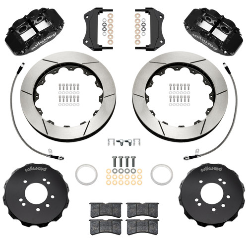 Wilwood 99-02 Nissan Skyline Superlite 6R Front BBK w/ 12.88in Slotted Rotors & Flexlines - Black