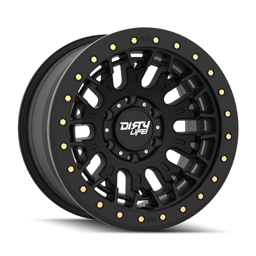 Dirty Life DT-3 17X9 6x139.7 -12 Offset - Satin Black w/ Simulated Beadlock
