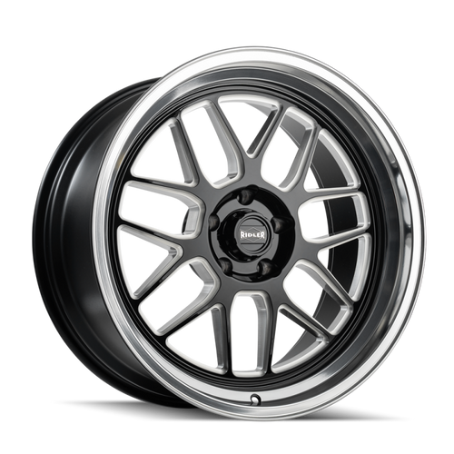 Ridler 611 17x7 / 5x120.65 BP / 0mm Offset / 83.82mm Hub Gls Blk/Mill w/ Diamond Cut Lip Wheel