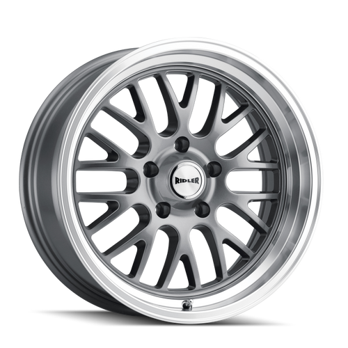 Ridler 607 18x8 / 5x120.65 BP / 0mm Offset / 83.82mm Hub Gloss Grey Machined Wheel