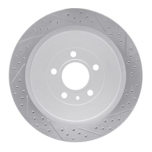 R1 13-14 Ford Mustang Rear Right Drilled & Slotted Geo-Carbon Rotor