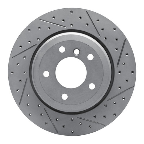 R1 04-10 BMW 528I Rear Right Drilled & Slotted Geo-Carbon Rotor