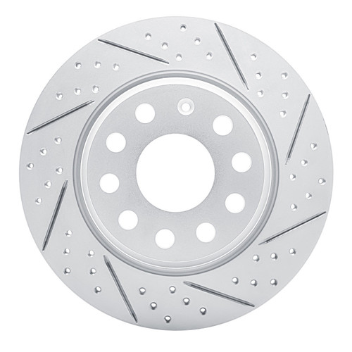 R1 05-18 Audi Q3 Rear Right Drilled & Slotted Geo-Carbon Rotor