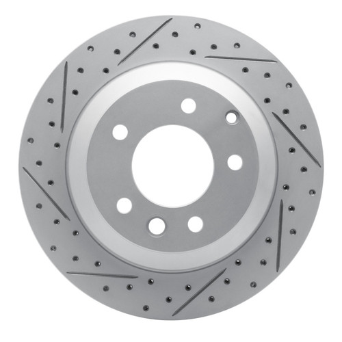 R1 03-18 Audi Q7 Rear Left Drilled & Slotted Geo-Carbon Rotor